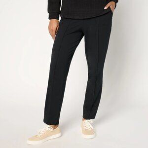 Sport Savvy Petite French Terry Pintuck Pull-On Pant - black Sz PS a675310